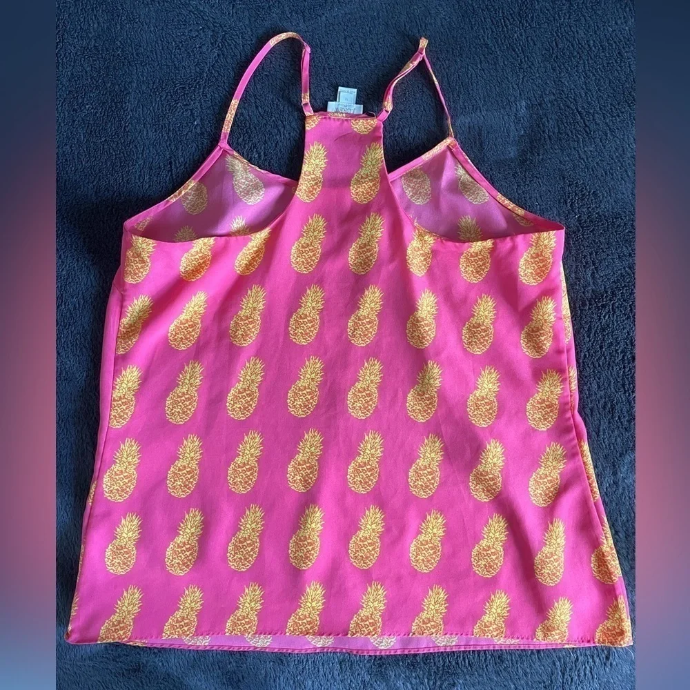 J. Crew hot pink and bright yellow pineapple tank - Picture 4 of 7